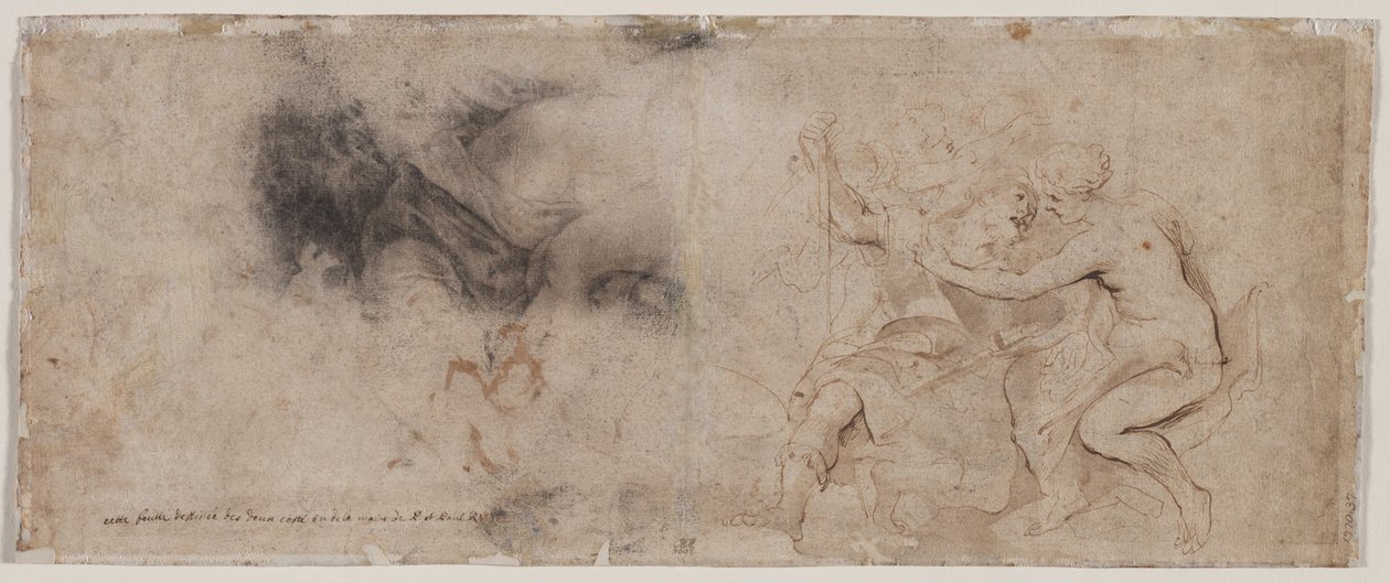 Vénusz lefegyverző Mars, Drapery Study (fordítva) alkotó: Peter Paul Rubens
