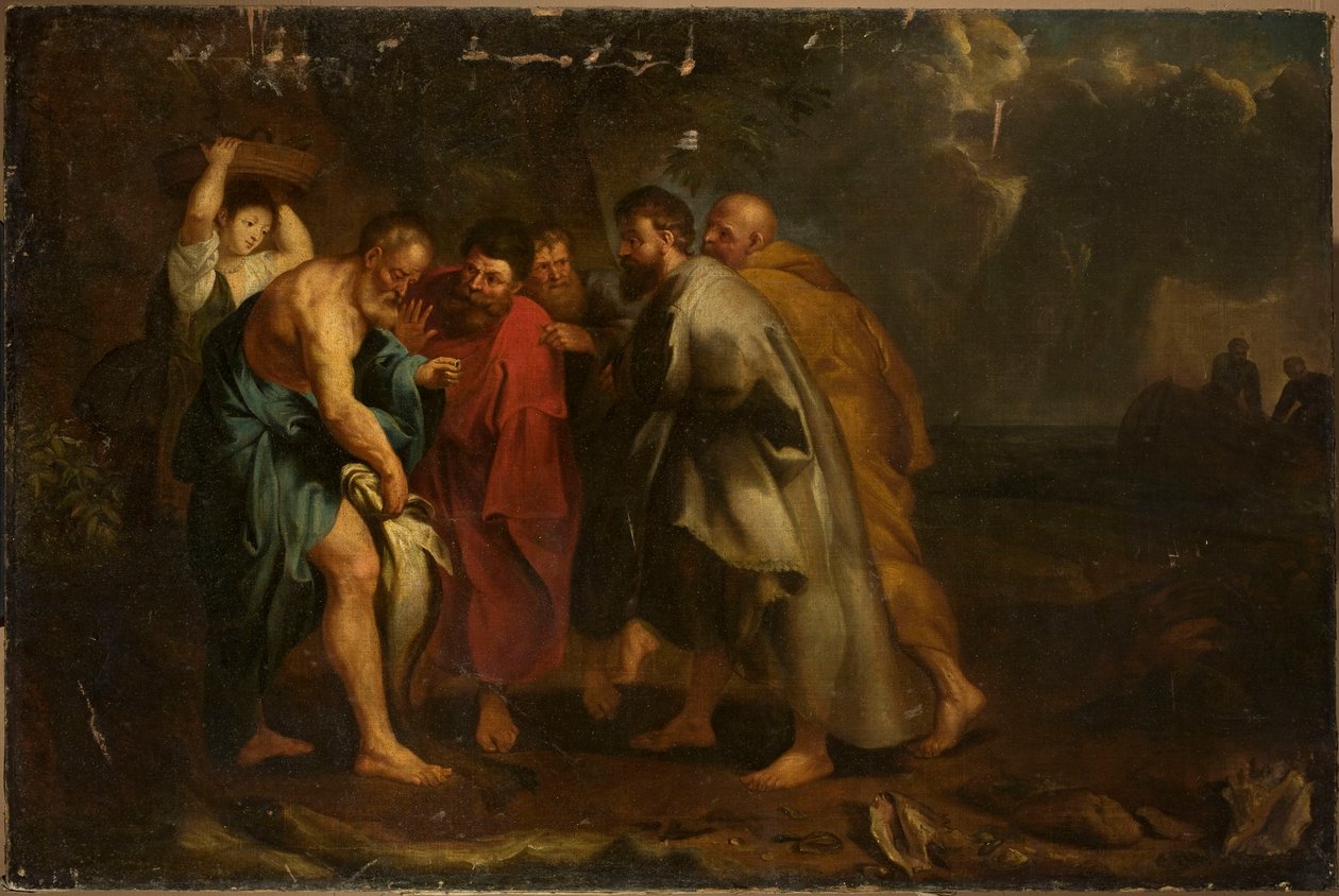 Az apostolok megtalálják az érmét a hal belsejében alkotó: Peter Paul Rubens