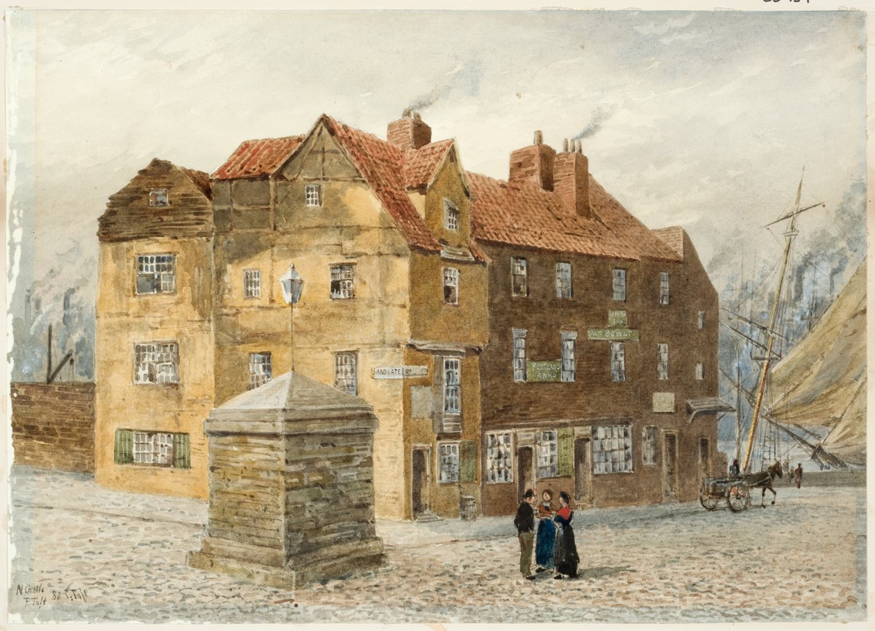 Sandgate (Portland Arms Inn) (ceruza és akvarell papíron, kártyán) alkotó: Peter Petersen Toft