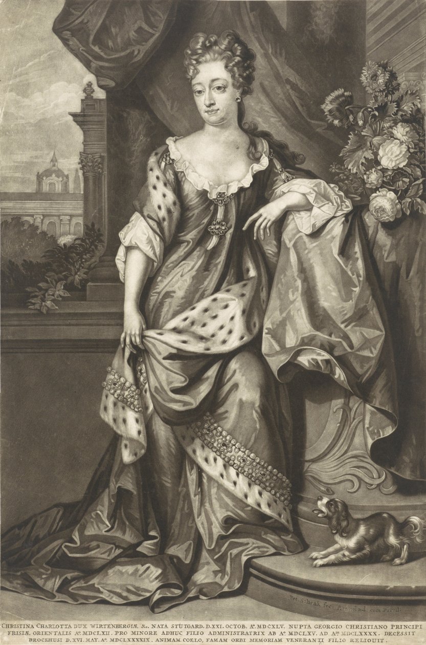 Württembergi Christine Charlotte 1645-1699, Kelet-Frízia hercegnője, 1699 körül. alkotó: Peter Schenk