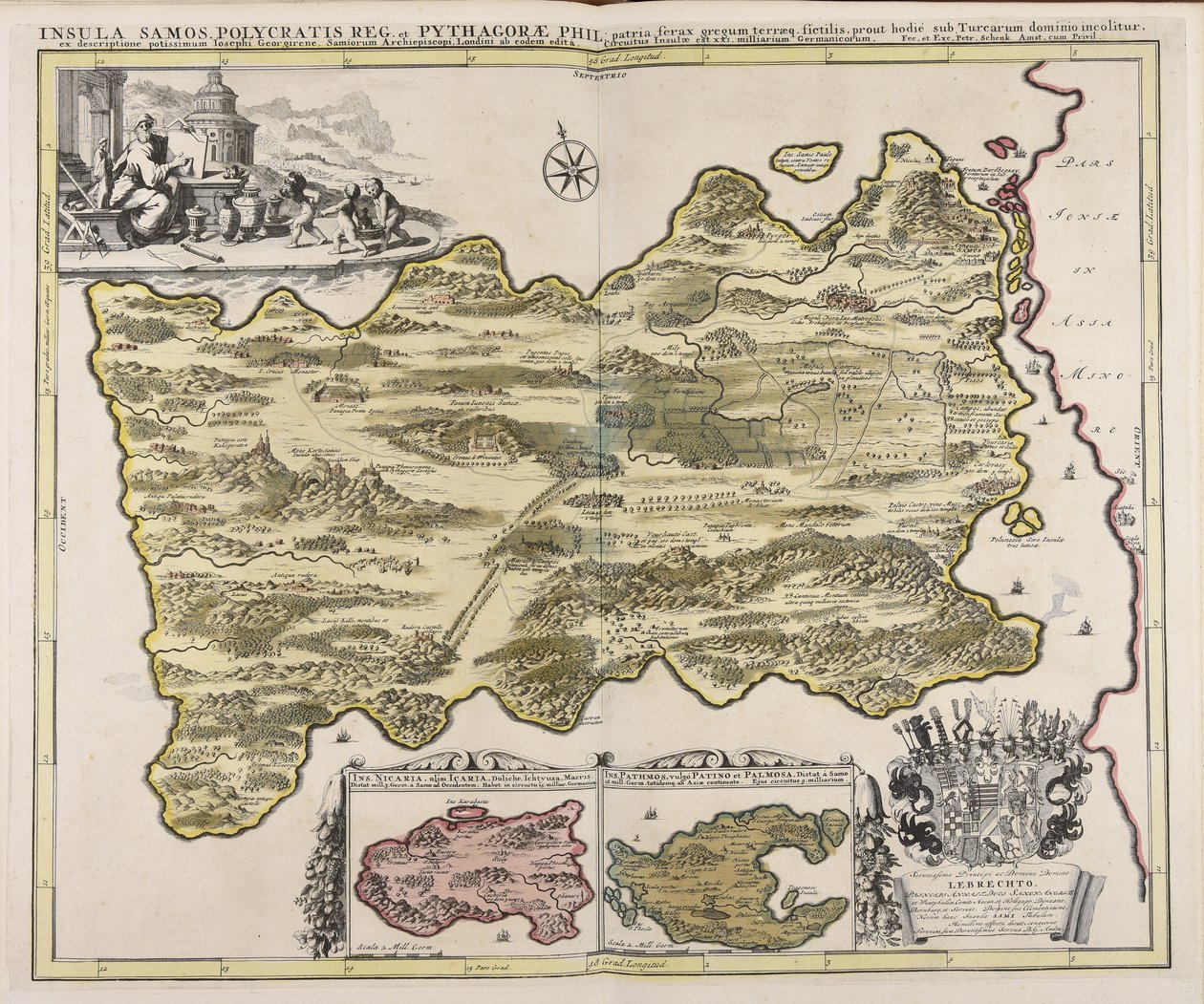 Insula Samos Polycratis reg. et Pythagorae phil. patria ferax gregum terraeq. fictilis, prout hodié sub Turcarum dominio incolitur, ex descriptione potissimum Iosephi Georgirene, Samiorum archiepiscopi, Londini ab eodem editá ... / fec. et exc. Petr. Schen alkotó: Peter Schenk the Elder