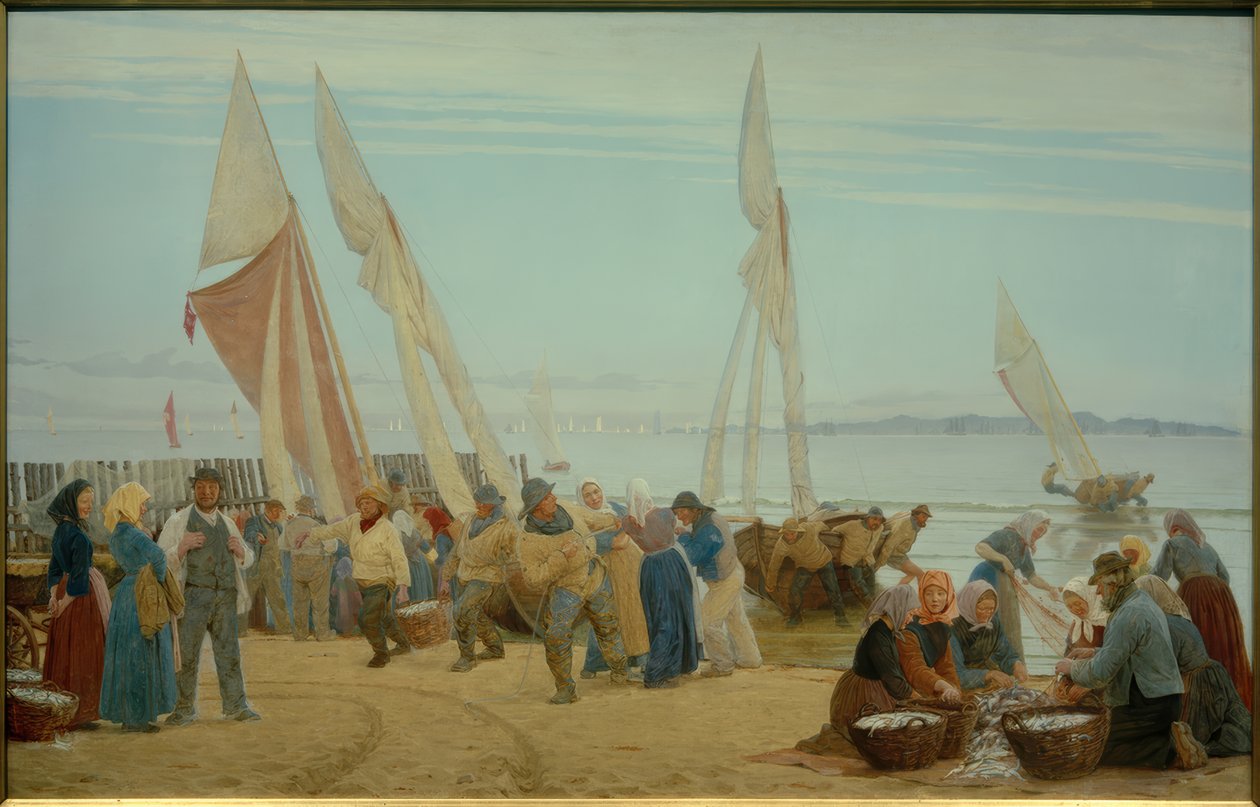 Holnap Hornbaéknál. A halászok kijönnek a partra alkotó: Peder Severin Krøyer