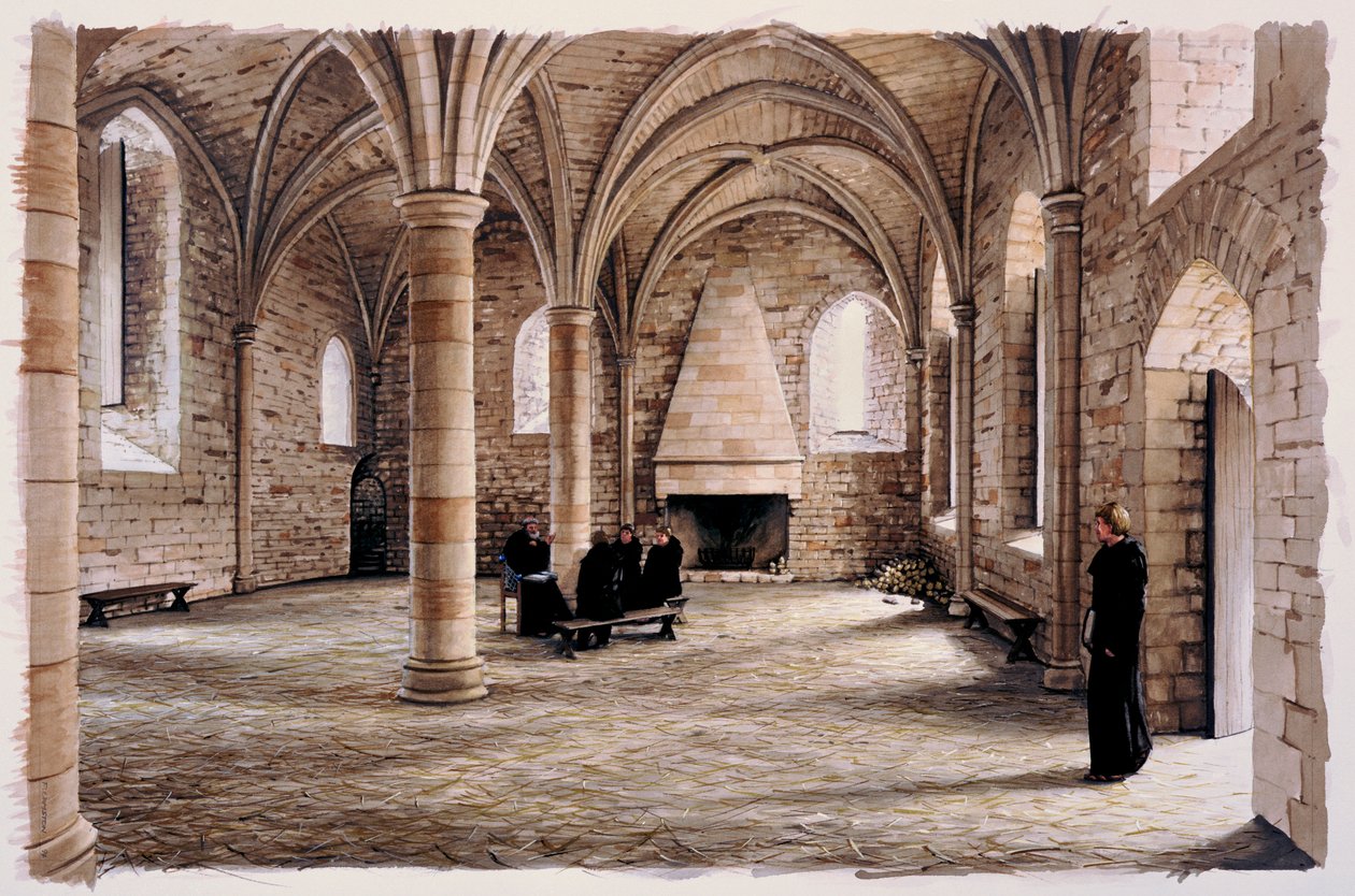 Újoncok szobája, Battle Abbey, East Sussex, a 12. században c1980-c2008 alkotó: Peter Urmston