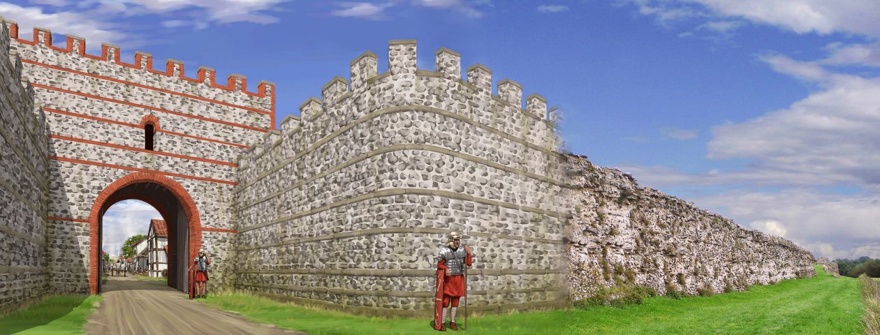 Silchester római városfalainak déli kapuja, C3. század, 1990-2010 alkotó: Peter Urmston