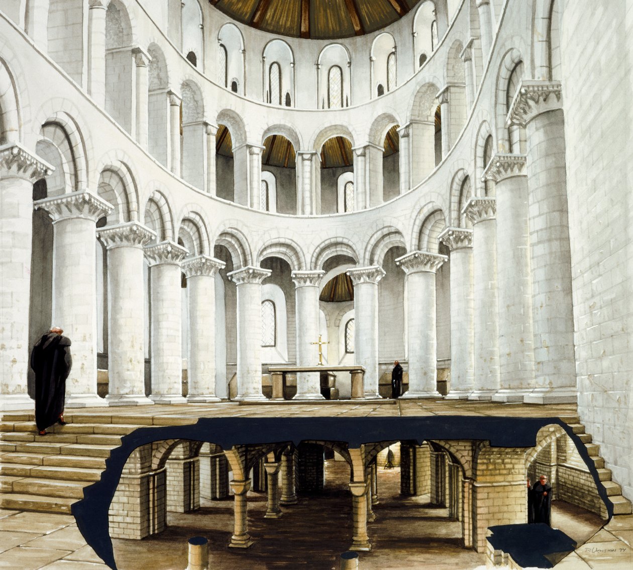 A presbitérium és kripta a Szent Ágoston-apátságban, 12. század, 1990-2010 alkotó: Peter Urmston