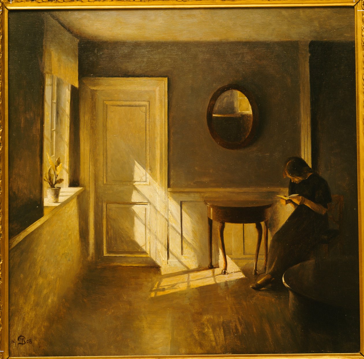 Egy belső térben olvasó lány (olaj, vászon) alkotó: Peter Vilhelm Ilsted