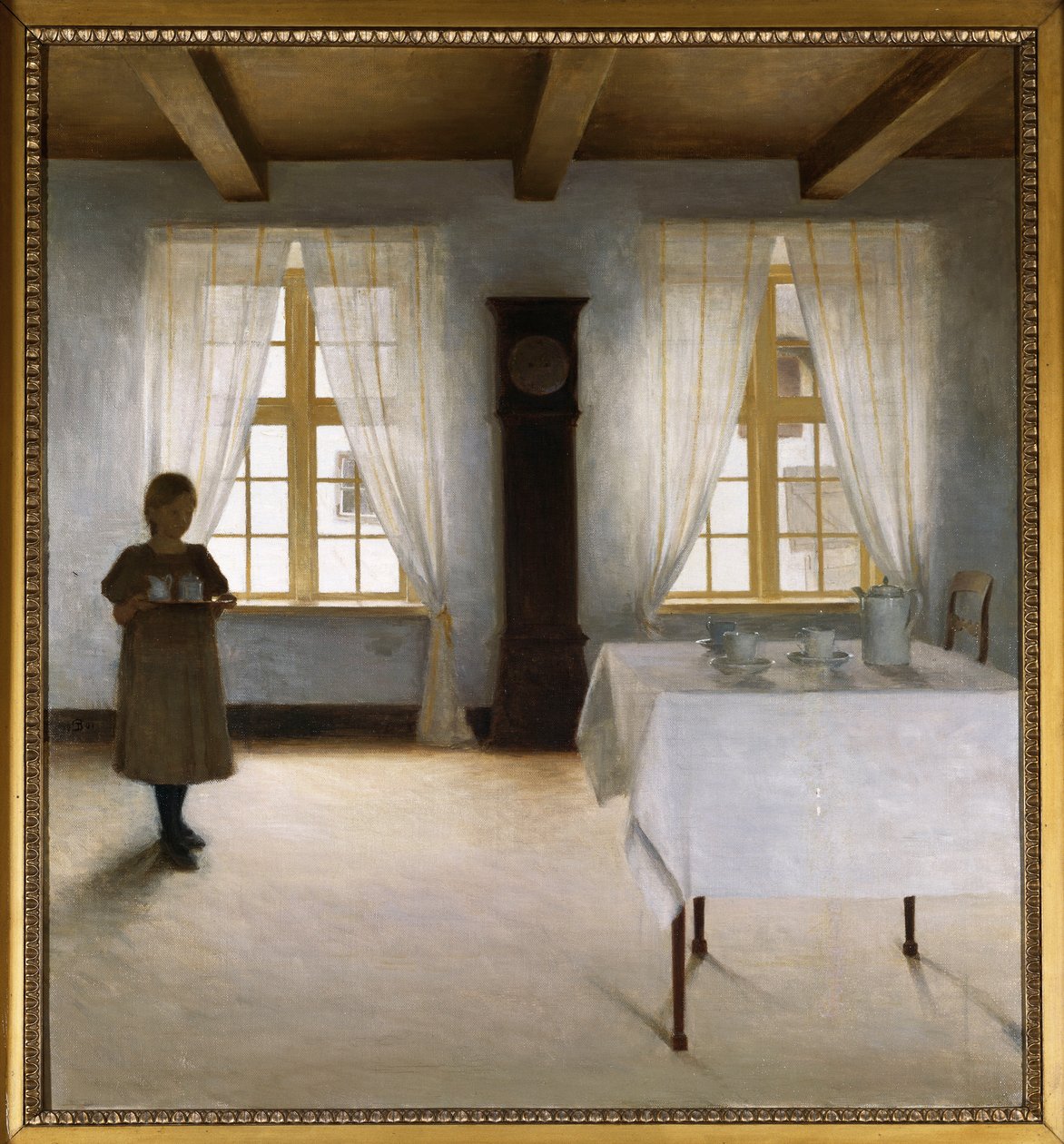 Belső teát felszolgáló fiatal lánnyal alkotó: Peter Vilhelm Ilsted