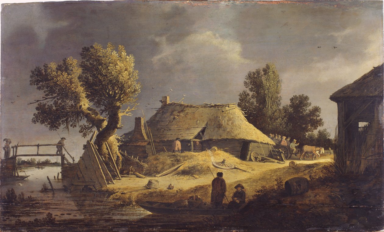 Táj parasztházzal (olaj, panel) alkotó: Peter de Bloot
