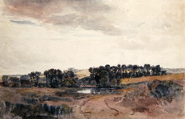 Landscape with Trees and Cattle by a Pool (watercolor on paper) alkotó: Peter de Wint