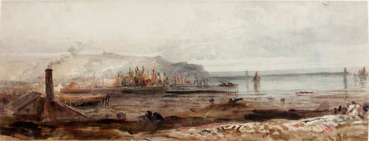 Kikötő képe, 1830-1840 körül (akvarell) alkotó: Peter de Wint
