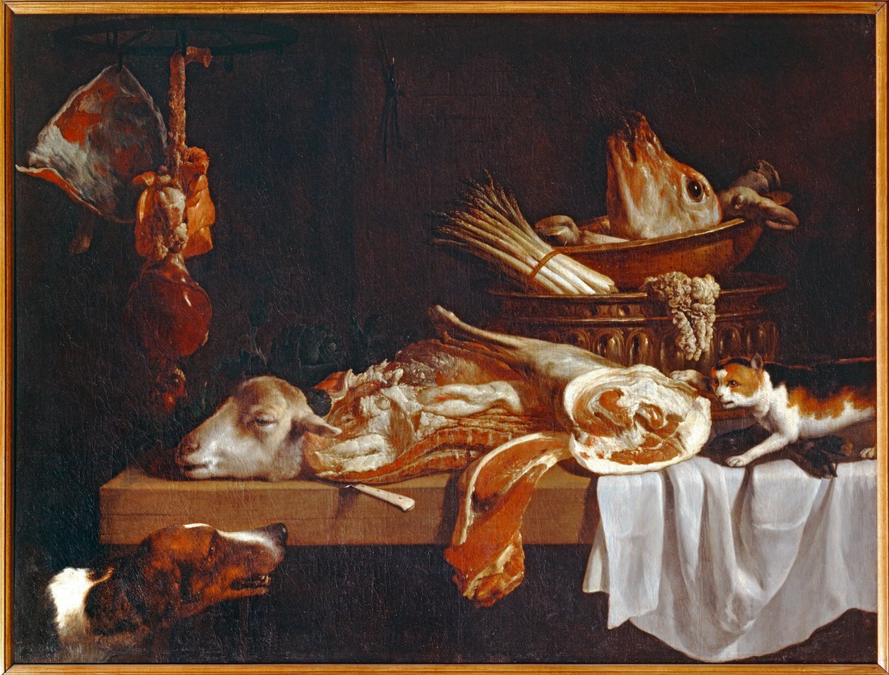 Viande de boucherie avec chien et chat - Mészáros hús kutyával és macskával ... alkotó: Peter van Boeckel