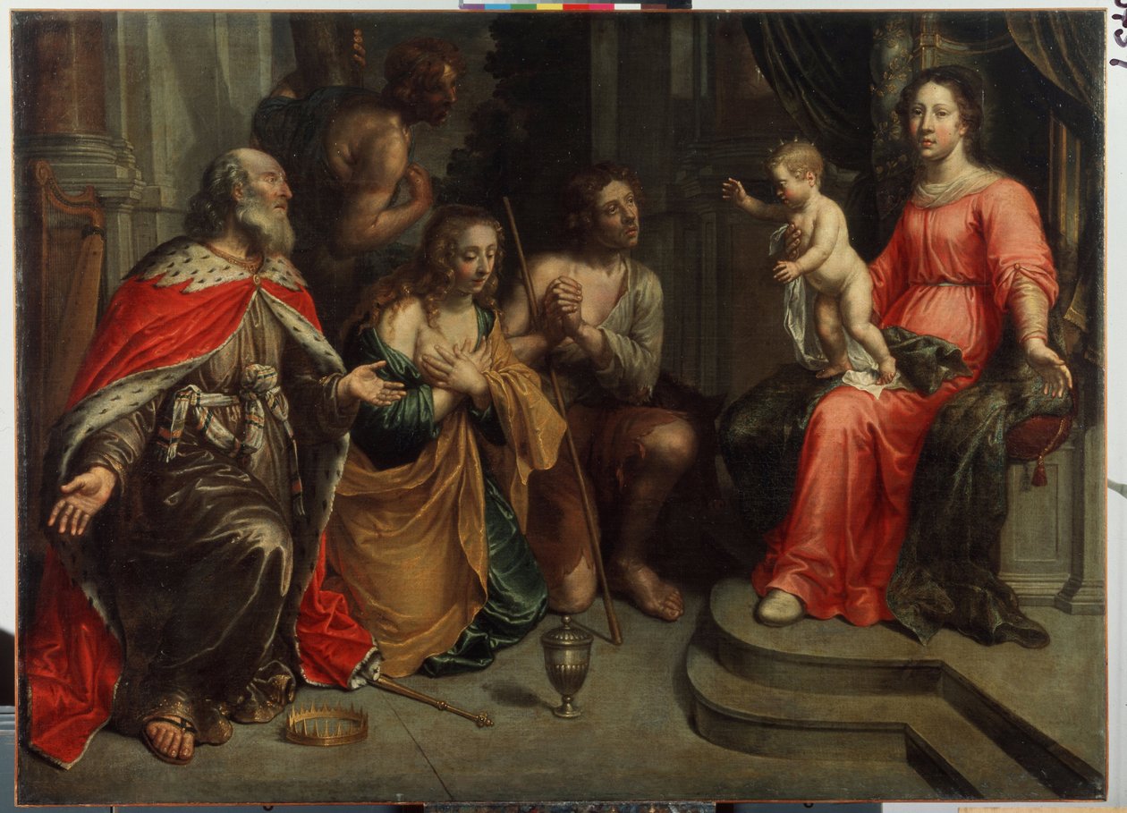 ""Bűnösök a Szűz előtt"" (Bűnösök a Szűz előtt) Peeter (Peter) van Lint festménye (1609-1690) 17. századi Állami Szabadtéri Múzeum Gatchina-palota, Szentpétervár alkotó: Peter van Lint