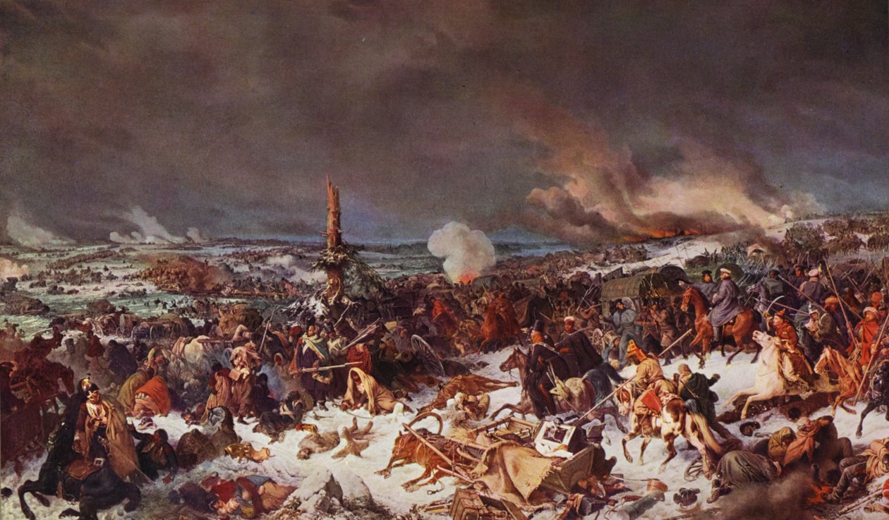 A Berzina átkelése (színes litográfia) alkotó: Peter von (after) Hess