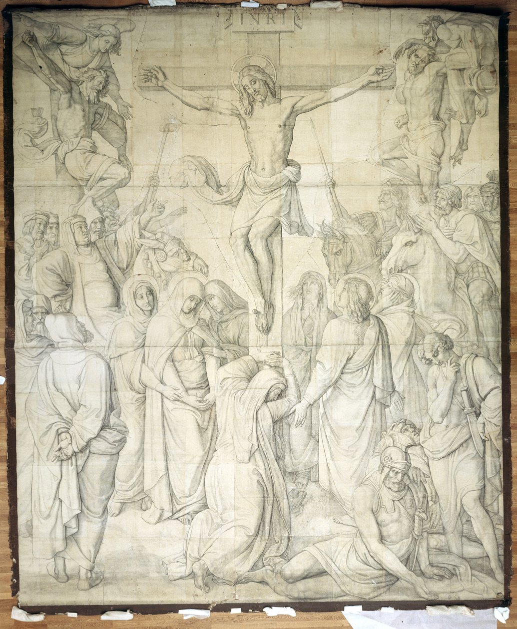 Krisztus a kereszten. Karton a müncheni Szent Lajos-templom freskóihoz alkotó: Peter von Cornelius