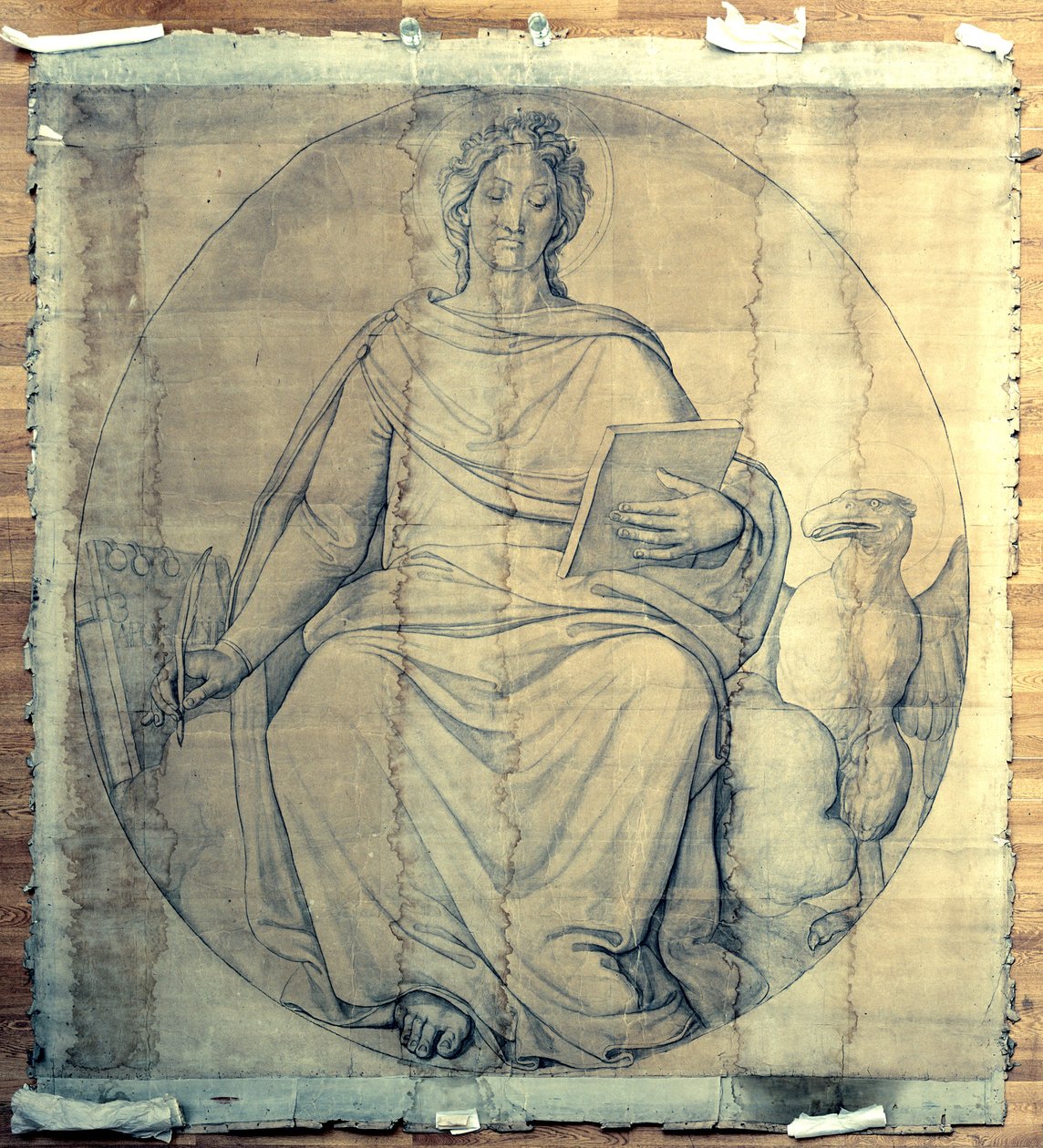 János evangélista. Karton a müncheni Szent Lajos-templom freskóihoz alkotó: Peter von Cornelius
