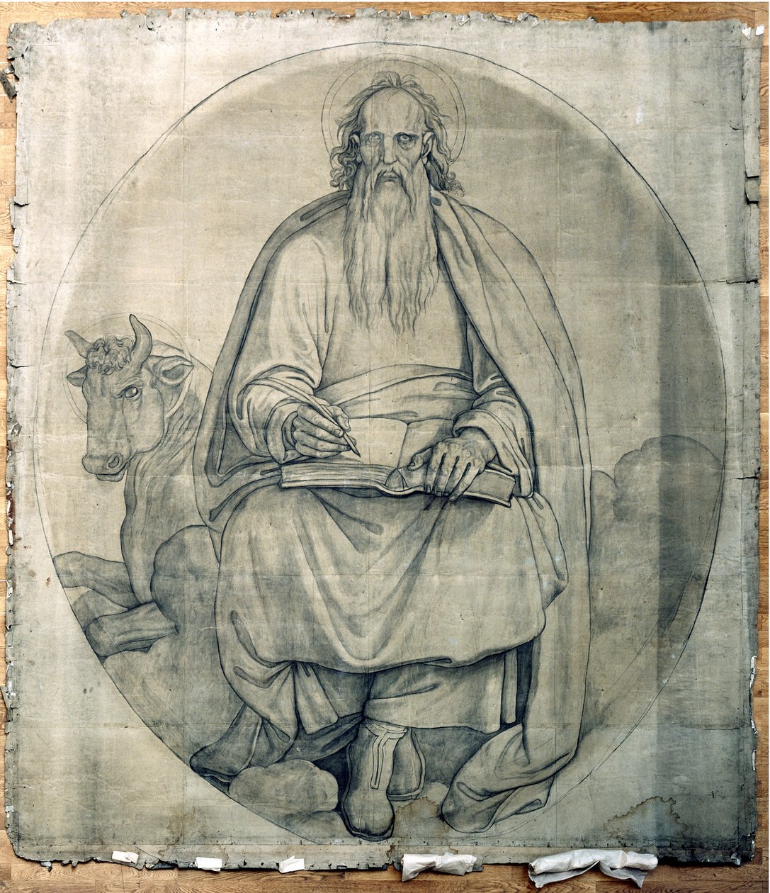 Szent Lukács evangélista. Karton a müncheni Szent Lajos-templom freskóihoz alkotó: Peter von Cornelius