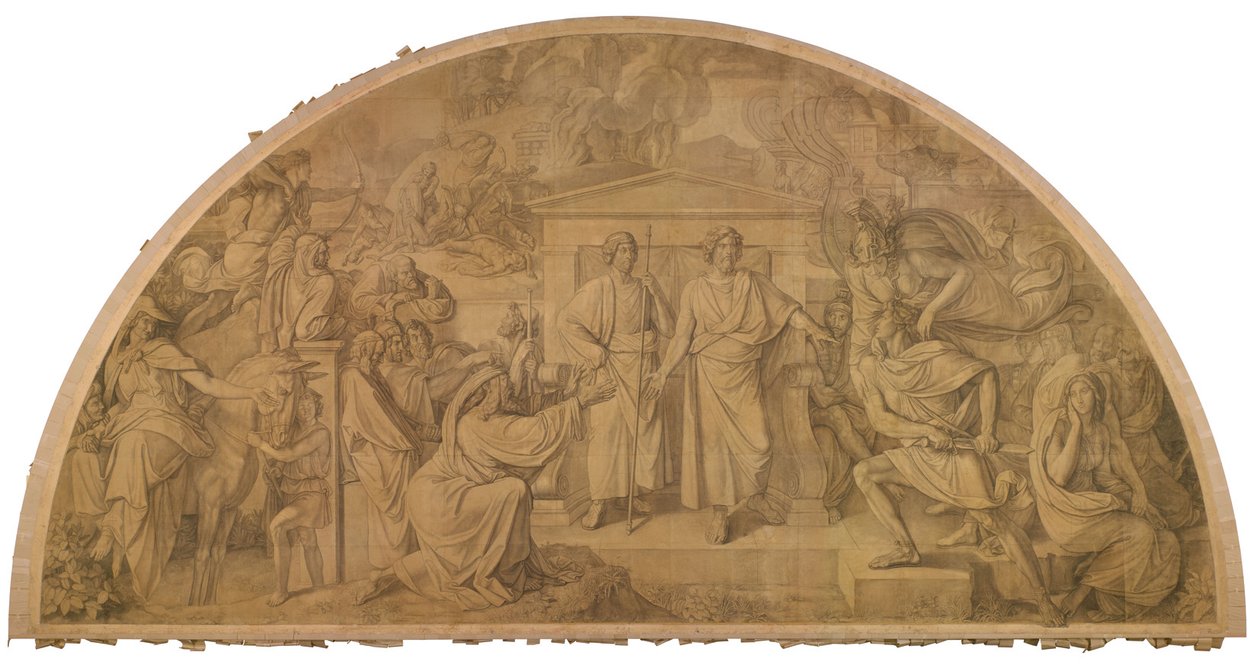 Akhilleusz haragja, boltozatmező. Karton a müncheni Glyptothek mennyezetképeihez alkotó: Peter von Cornelius