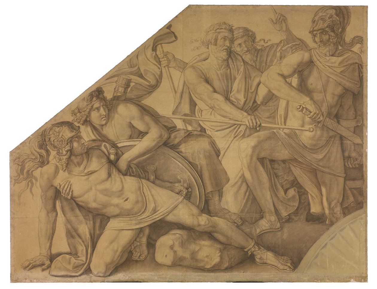 Der Zweikampf zwischen Ajax und Hektor. Karton zu den Deckenbildern der Münchner Glyptothek alkotó: Peter von Cornelius