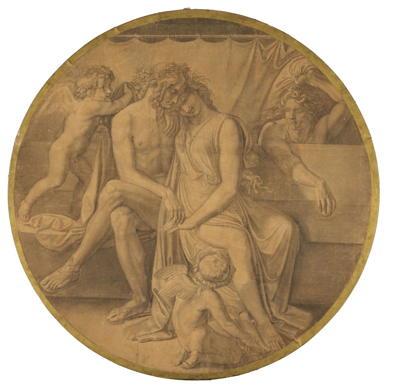 Peleusz és Thetis esküvője. Kartonvázlat a müncheni Glyptothek mennyezeti festményeihez alkotó: Peter von Cornelius