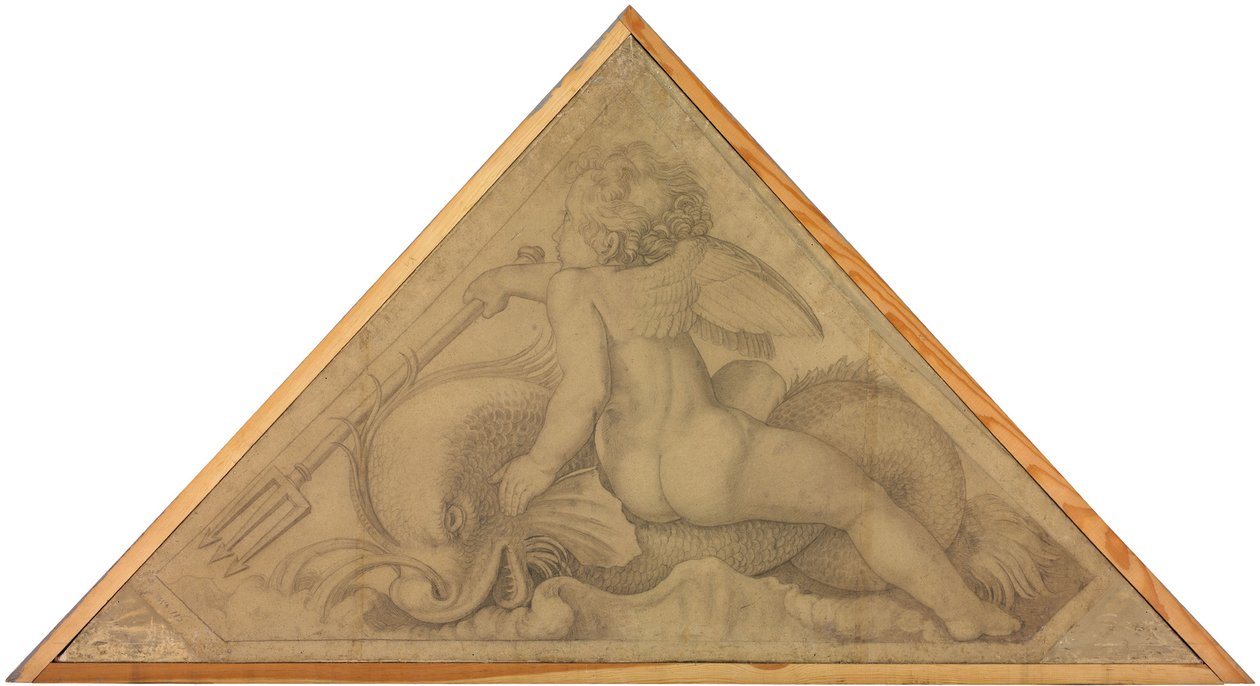 Eros mit dem Delphin (Element des Wassers). Karton zu den Deckenbildern der Münchner Glyptothek alkotó: Peter von Cornelius
