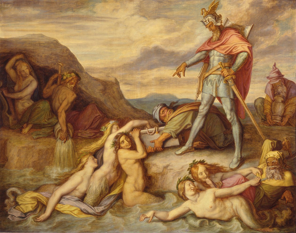 Hagen elsüllyeszti a Nibelung-kincset alkotó: Peter von Cornelius