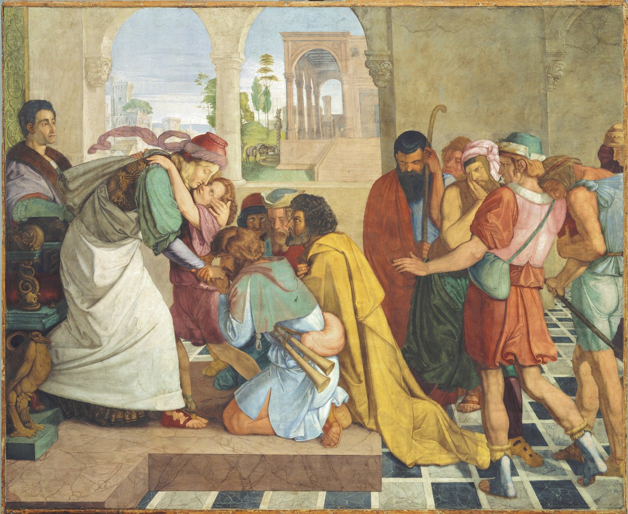 József felfedi magát testvérei előtt. Falfestmény a római Casa Bartholdy nyolcrészes ciklusából alkotó: Peter von Cornelius