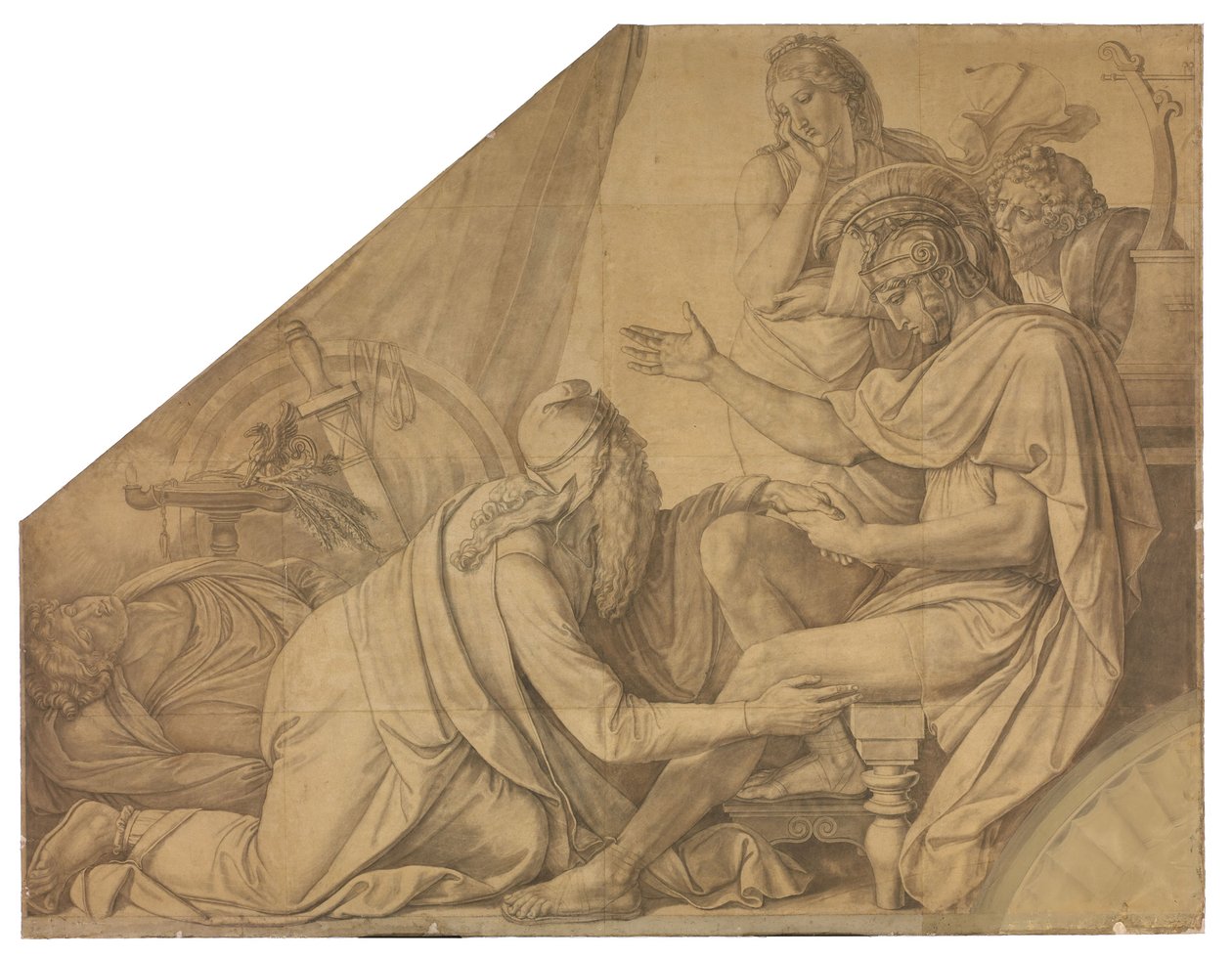 Priamos bittet Achill um den Leichnam seines Sohnes Hektor. Karton zu den Deckenbildern der Münchner Glyptothek alkotó: Peter von Cornelius