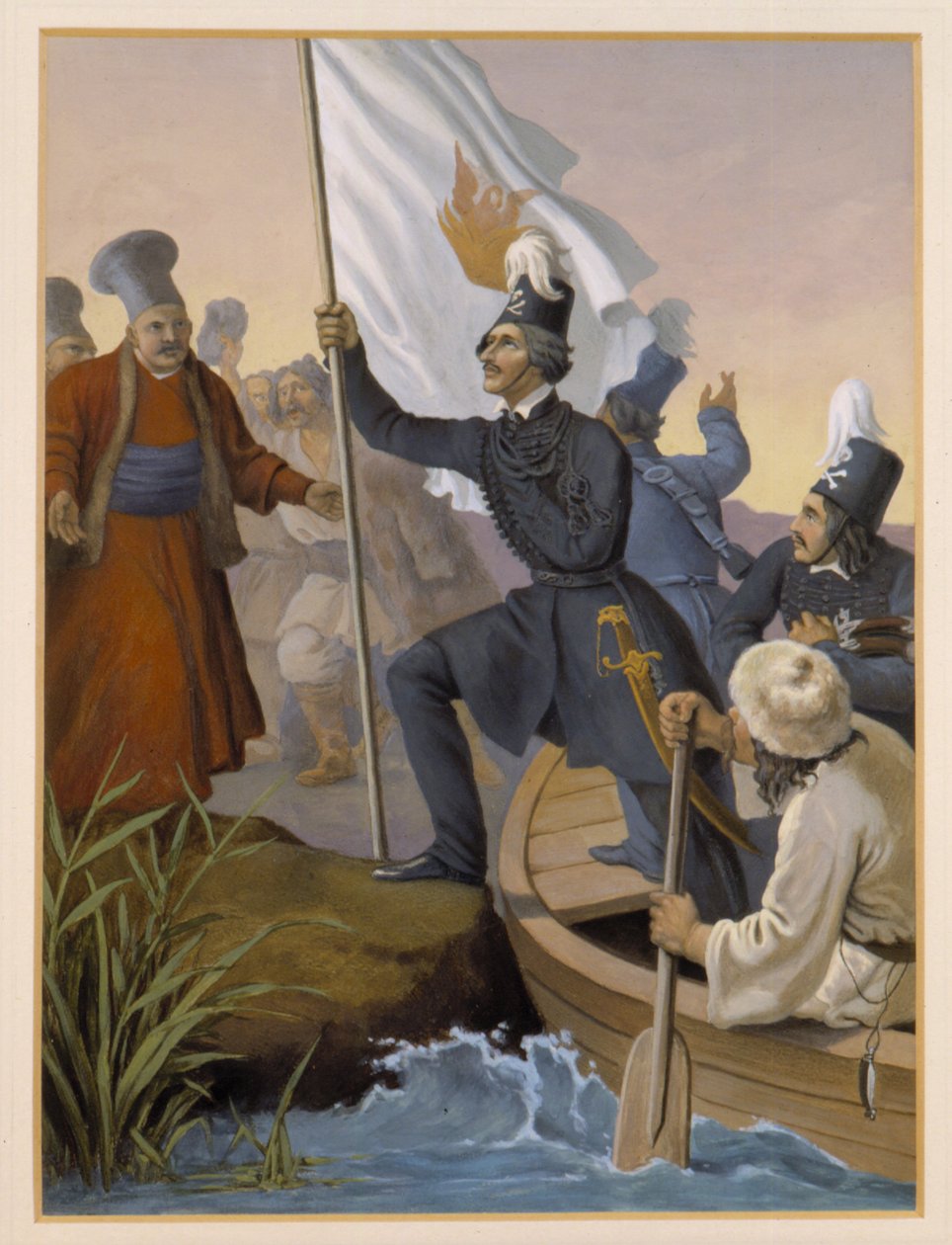 Alexandros Ypsilantis átkelés a Pruthos folyón, 1821. február alkotó: Peter von Hess
