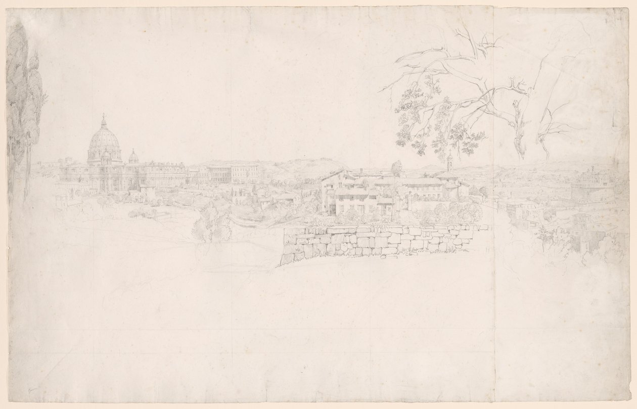 Fantasy Panoráma Rómáról Szent Pétertől a Castel San Angeloig alkotó: Peter von Hess