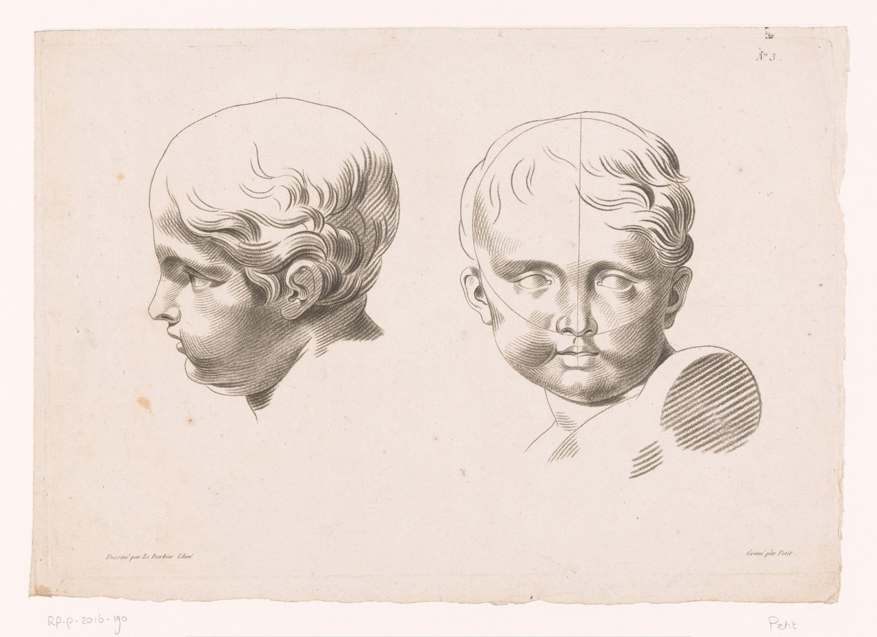 Két gyerekfej A természetből való rajzolás elvei, ötödik rész (sorozat címe) Vème Cahier De Principes Dessiné d