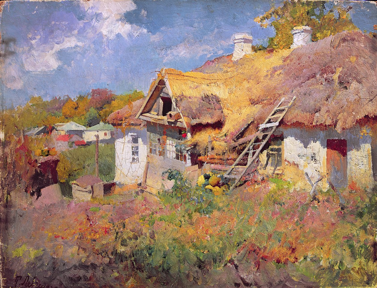 Ukrán nyaralók, 1906 (olaj, karton) alkotó: Petr Levchenko