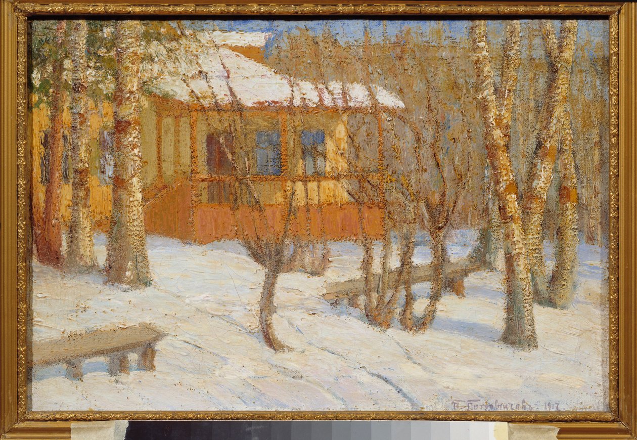 Fagy és nap. Pjotr ​​Ivanovics Petrovicsov (Pjotr ​​Petrovicsov) (1874-1947) festménye, olaj, vászon alkotó: Petr Ivanovic Petrovichev