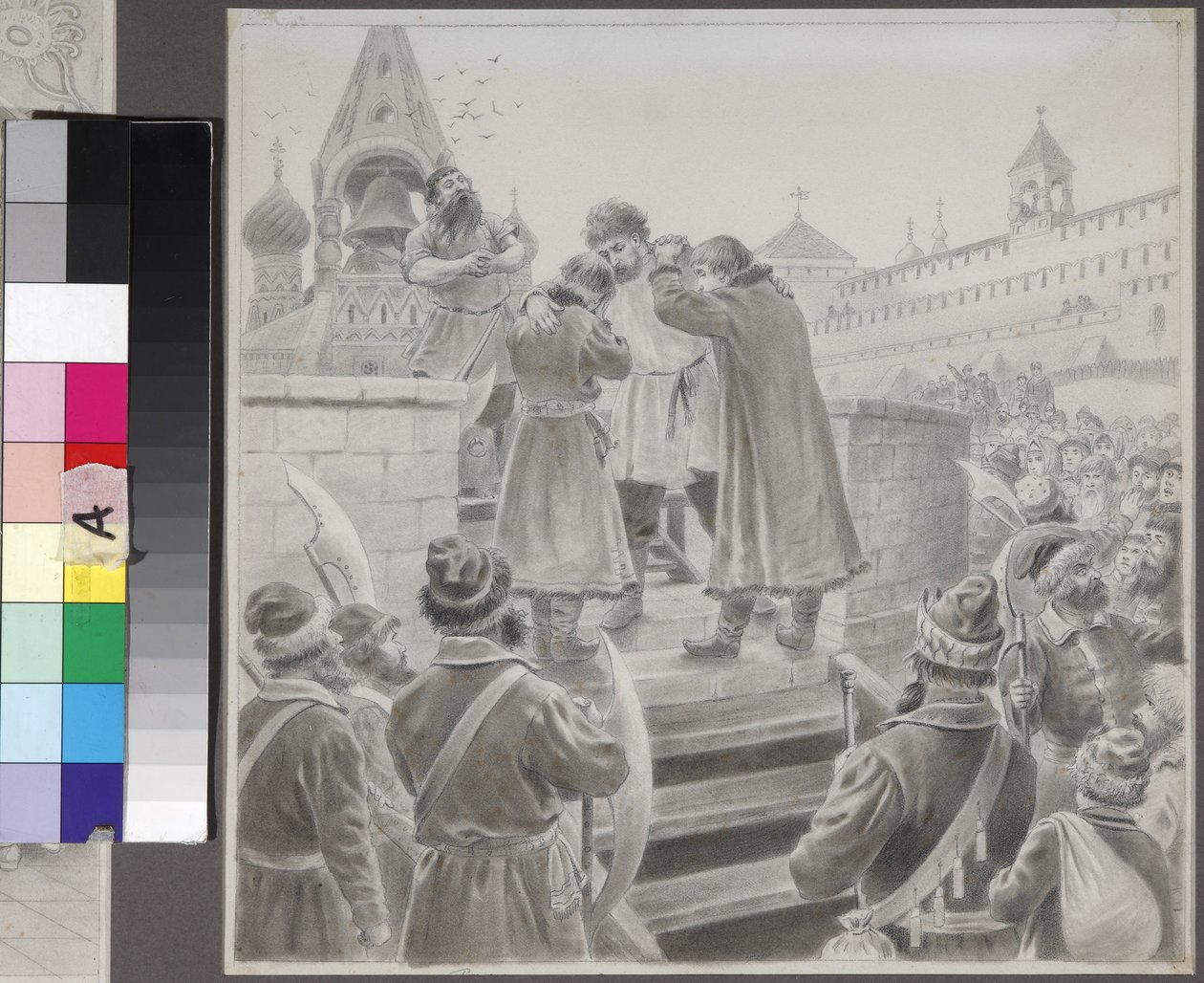 Illusztráció M. Lermontov éneke a Kalasnyikov kereskedő verséhez Korovin, Pjotr Ivanovics (1857-1919), - Ceruza papíron - Tarkhany Állami Lermontov Múzeum alkotó: Petr Korovin