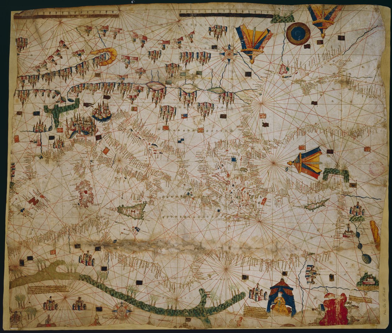 A Földközi -tenger és a Fekete -tenger hajózási diagramja alkotó: Petrus Roselli