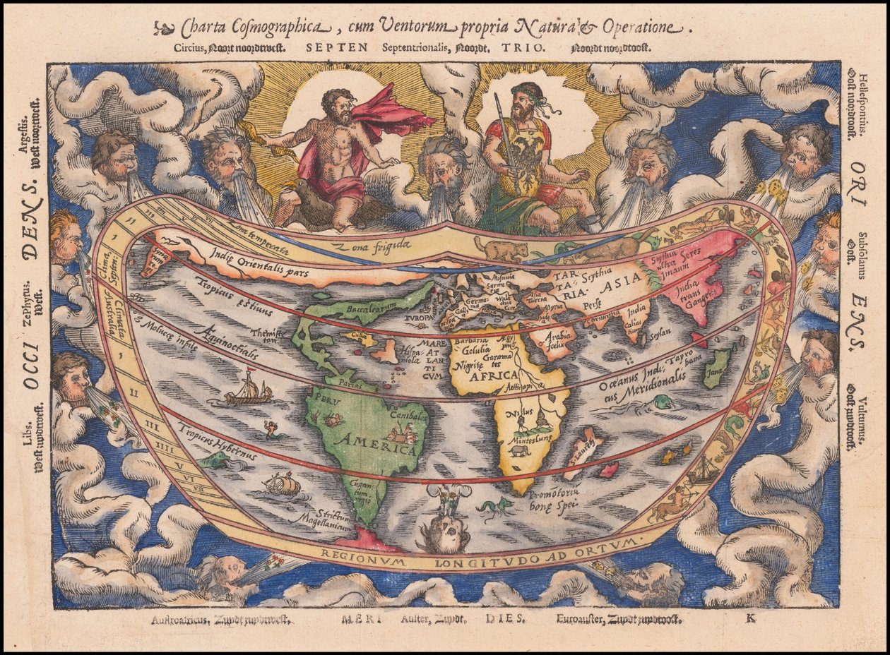1544-es térkép - Charta Cosmographica, Cum Ventorum Propria Natura et Operatione alkotó: Petrus Apianus