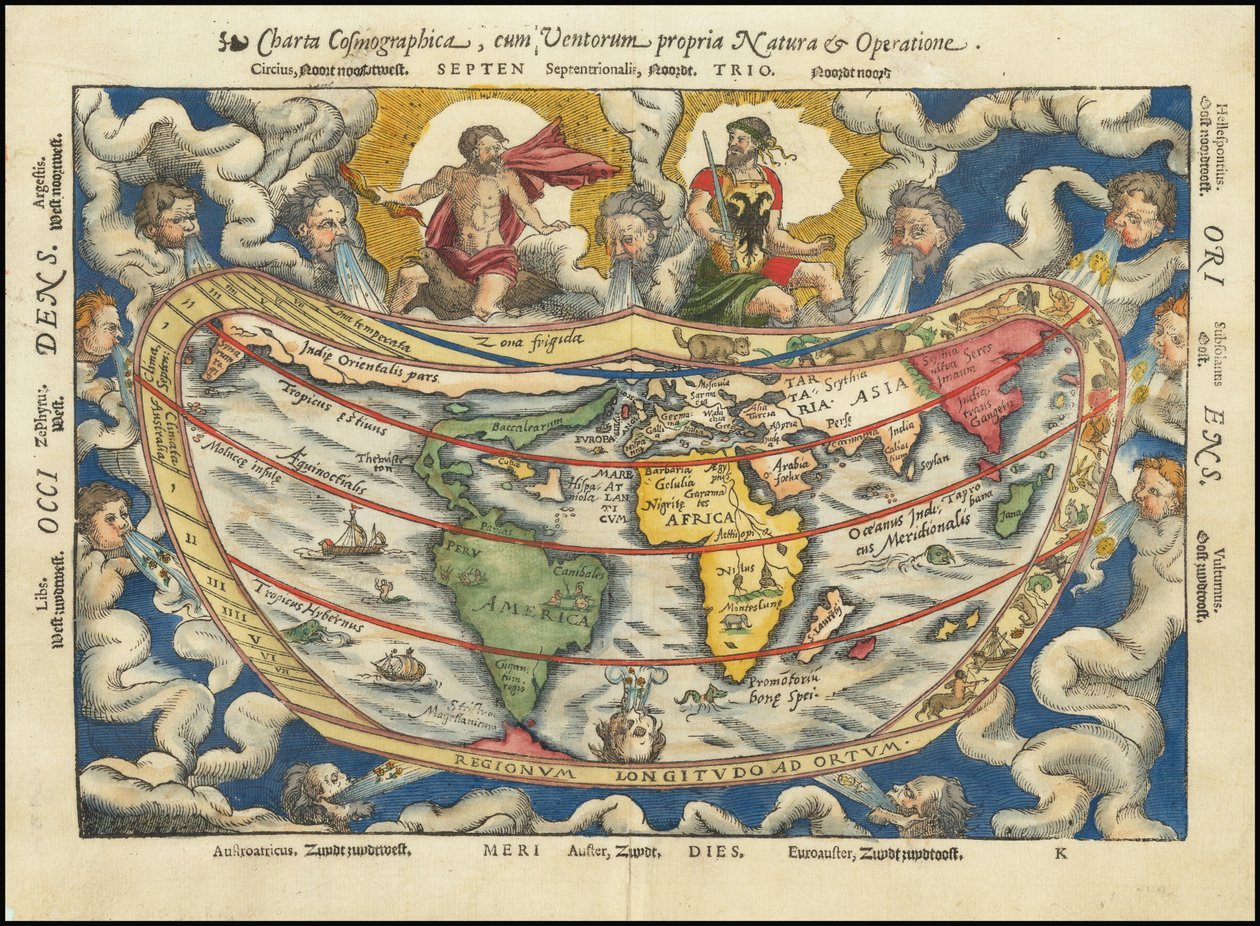 1553-as térkép - Charta Cosmographica, Cum Ventorum Propria Natura et Operatione alkotó: Petrus Apianus