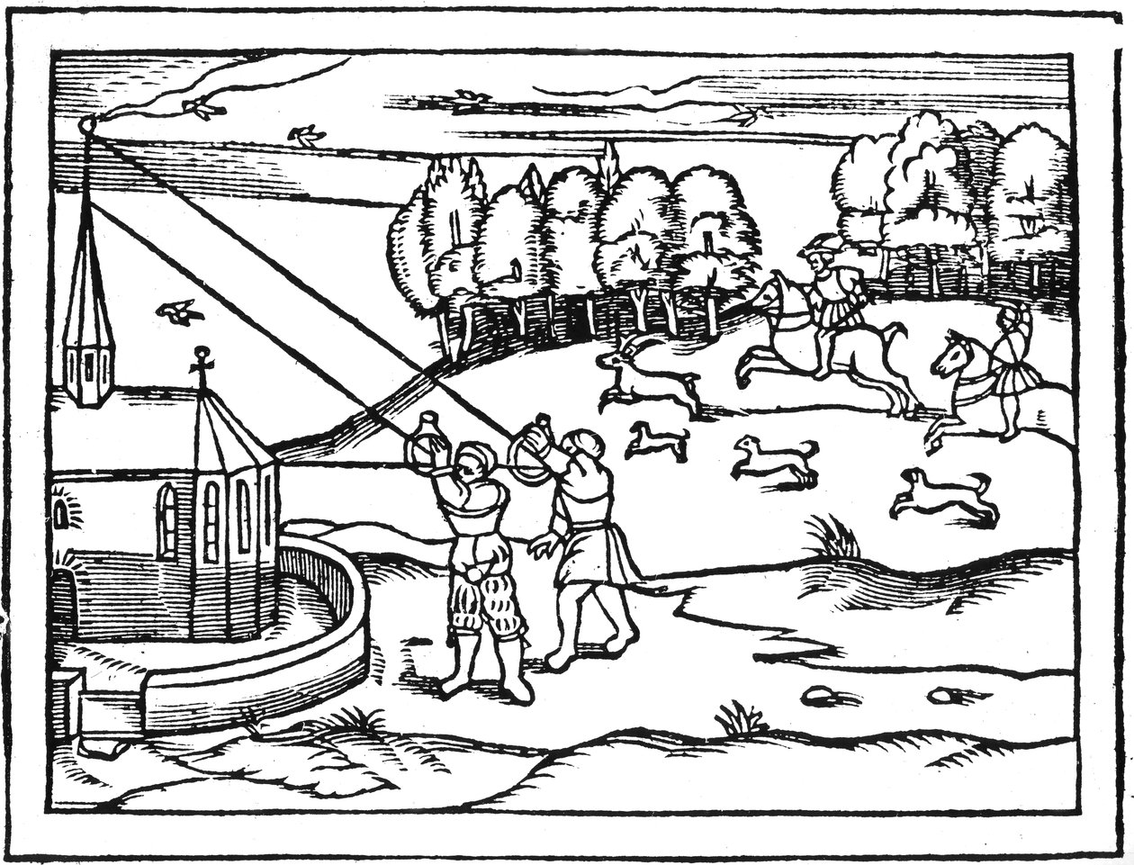 Asztrolábiumok segítségével a torony magasságának kiszámításához, 1539 alkotó: Petrus Apianus