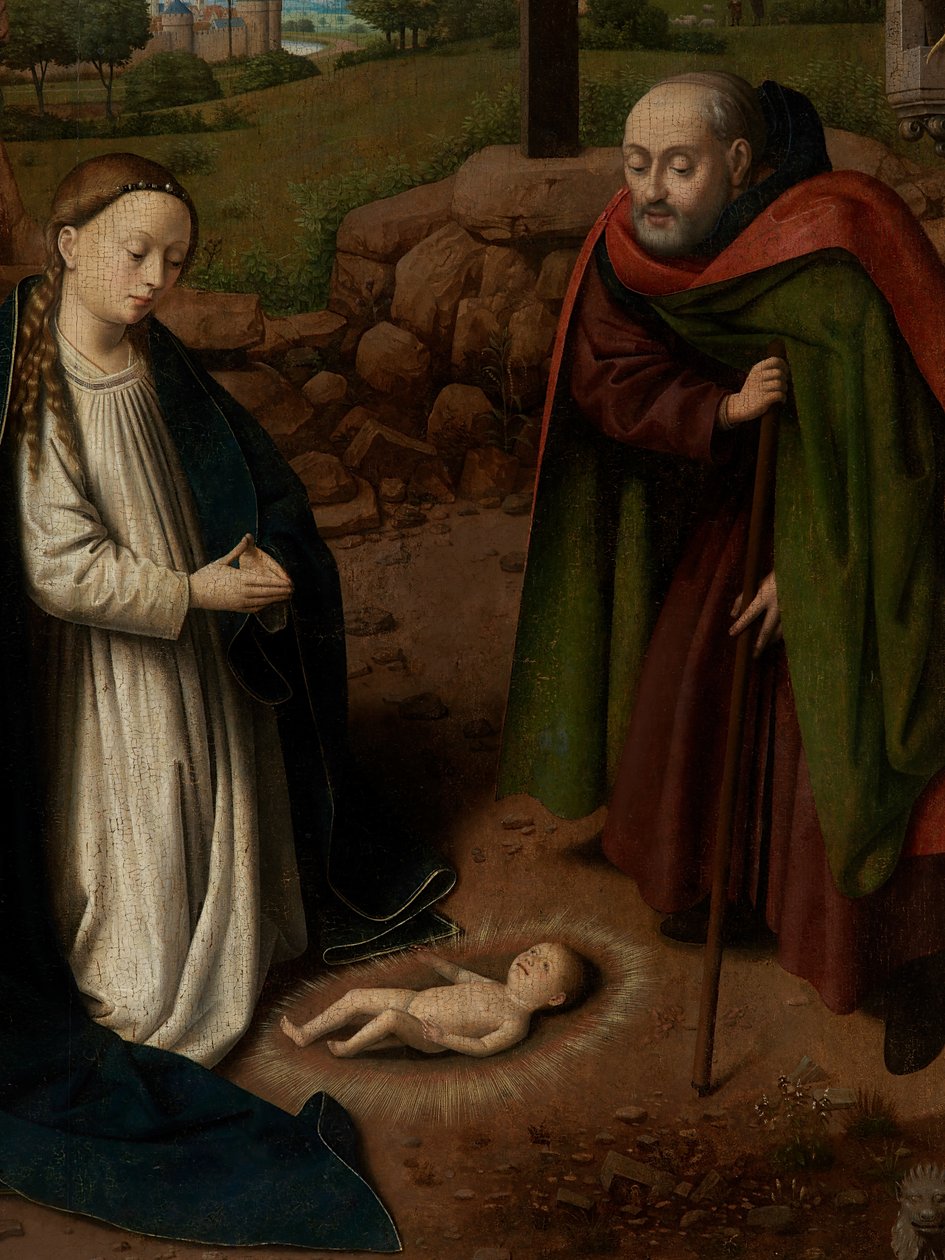 Részlet a Krisztus-gyermek imádatáról alkotó: Petrus Christus