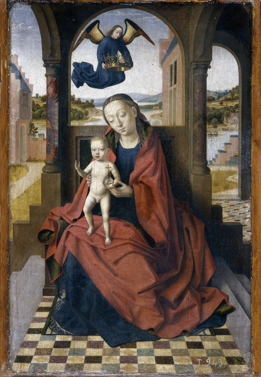 A Madonna és a gyermek - Petrus Christus festménye (1410/20-1476), olaj, fa (49x34 cm), 1460 körül - (A Madonna és a gyermek - Petrus Christus olaj, fa alkotó: Petrus Christus