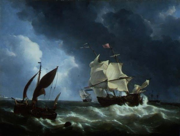 A viharban horgonyzó holland fregatt (olaj a panelen) alkotó: Petrus Johann Schotel