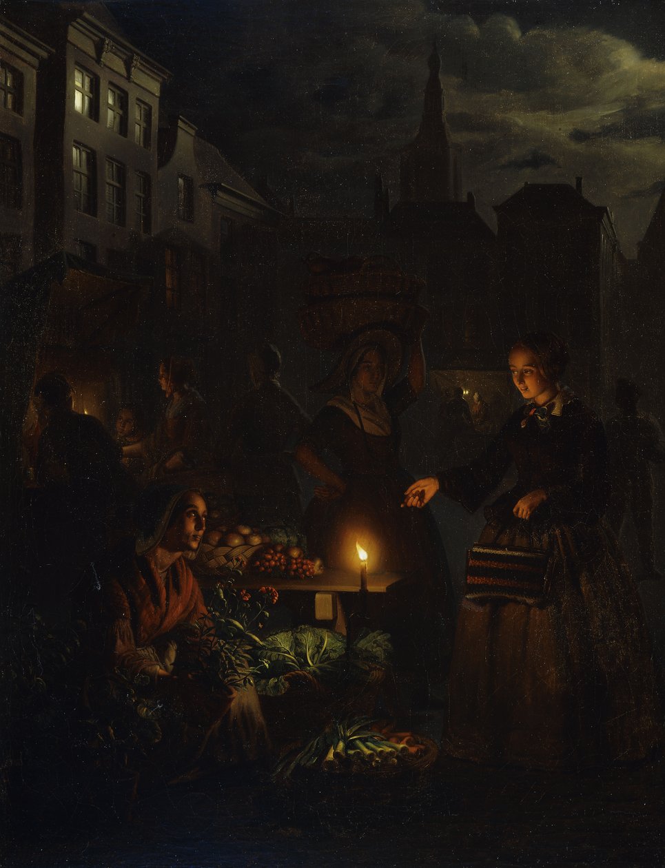 Piaci jelenet éjjel, alkotó: Petrus van Schendel