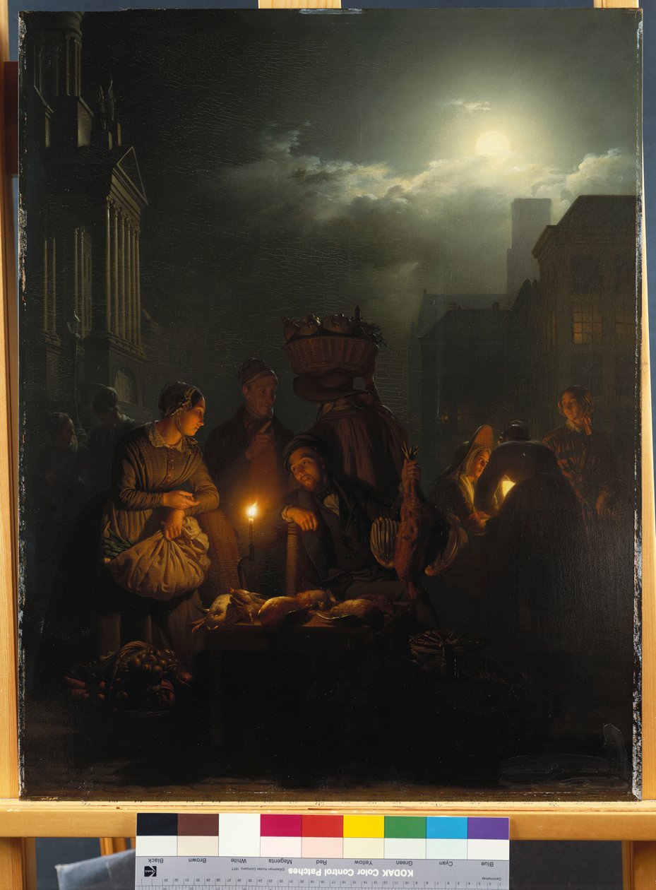 Éjszakai piac Antwerpenben alkotó: Petrus van Schendel