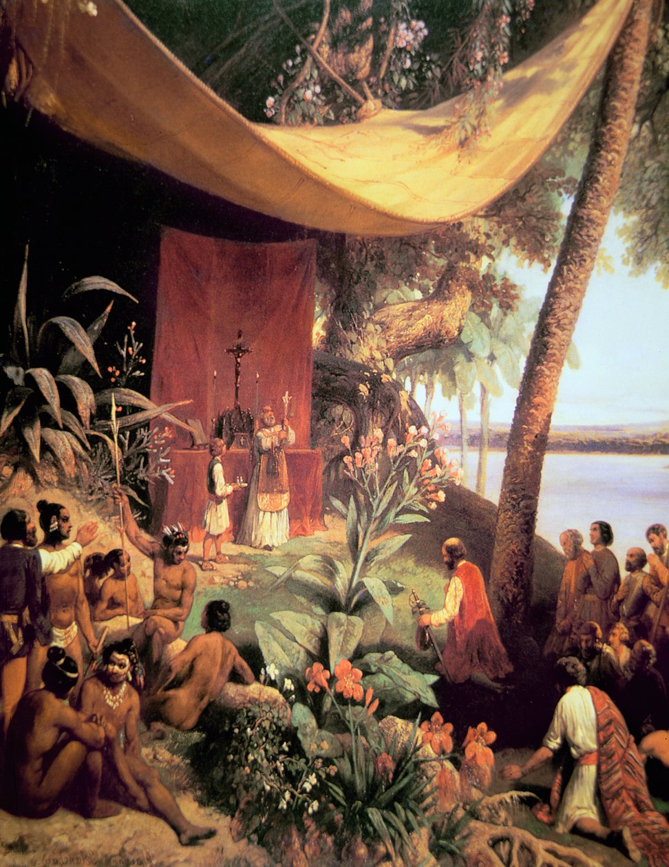 Az első mise Amerikában (olaj, vászon) alkotó: Pharamond Blanchard
