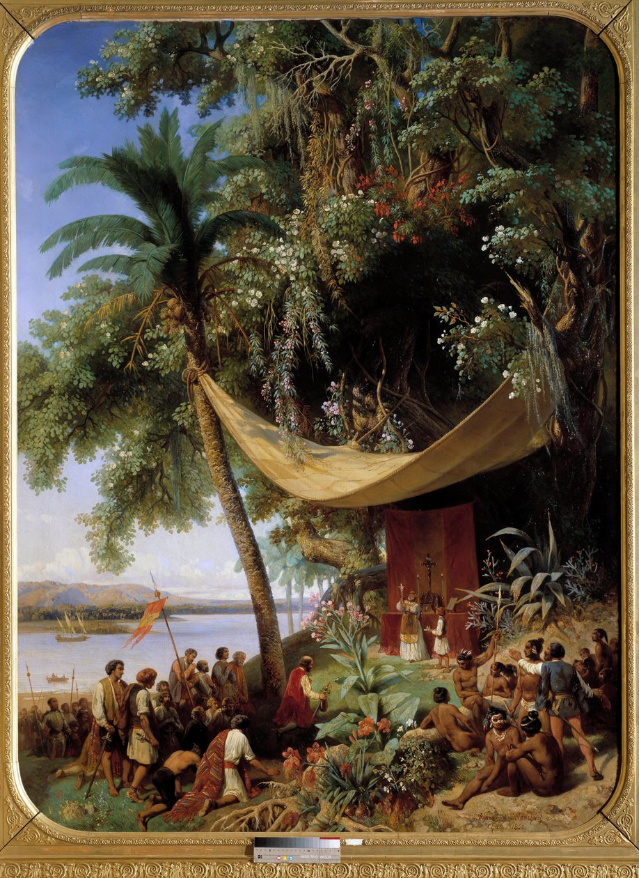 Az első mise Amerikában (15. század) Mise Kubában 1494-ben Kolumbusz 2. útja Havannába).Blanchard Pharamond (1805-1873) festménye alkotó: Pharamond Blanchard