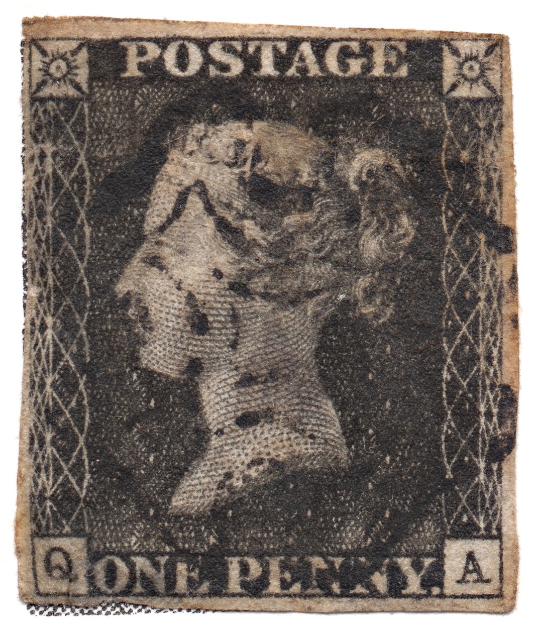 One Penny Black, a világ első postai bélyege, c. 1840 alkotó: Philately