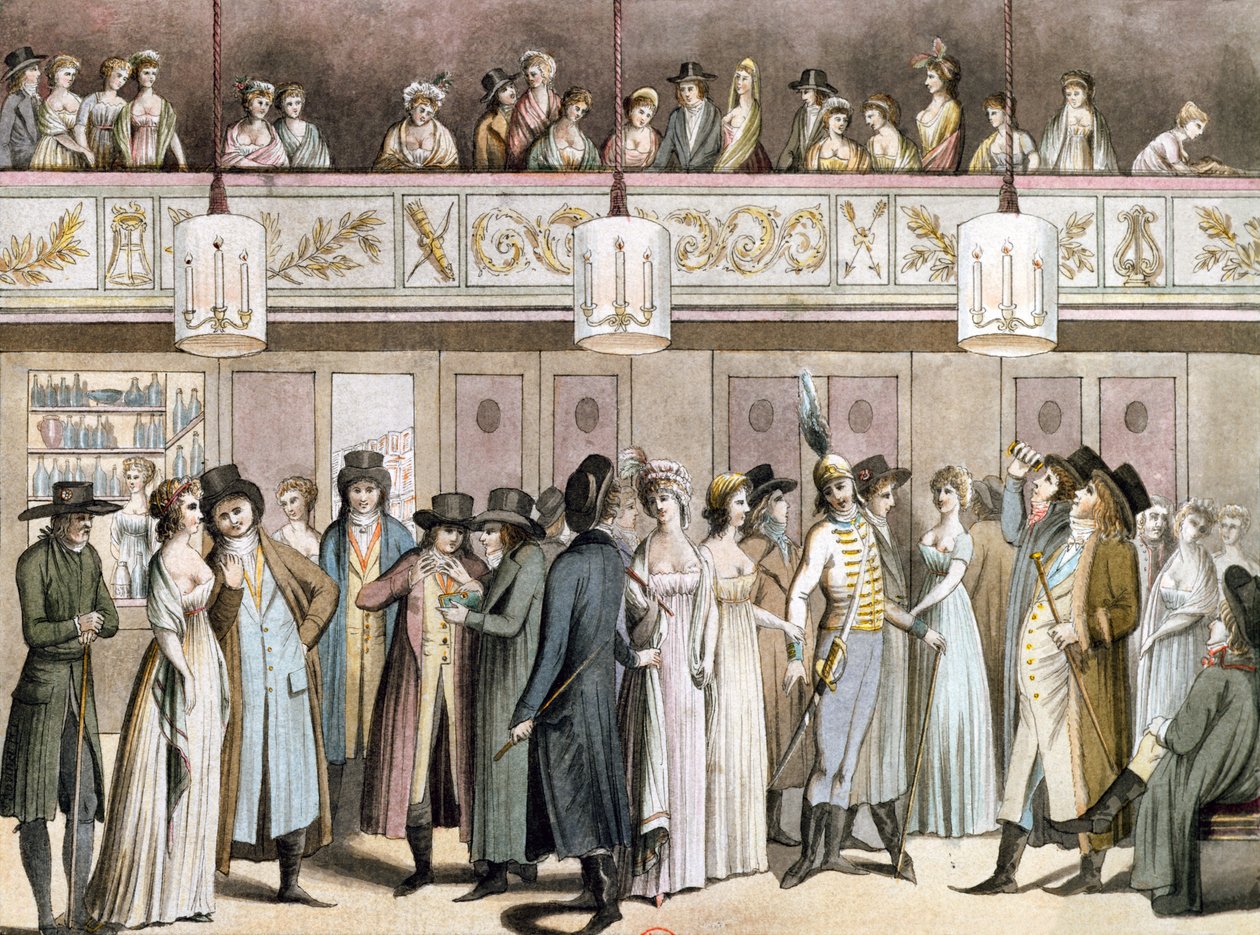 A Palais Royal Walk, 1792 alkotó: Philibert Louis Debucourt