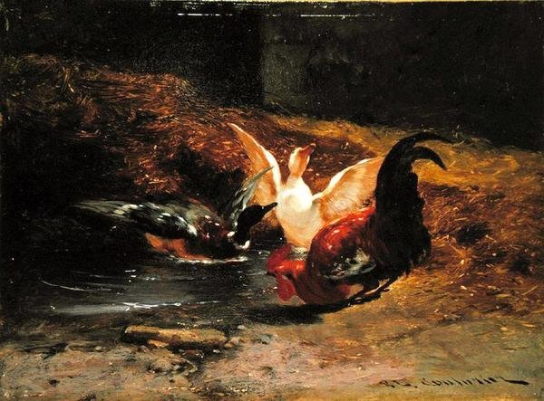 Kakas két kacsával (olaj, vászon) alkotó: Philibert Leon Couturier