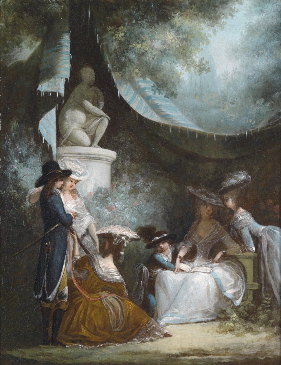 Szabadtéri jelenet férfi, fiú és nők öltözött kb. 1780 -as évek ruházati stílusai alkotó: Philibert Louis Debucourt