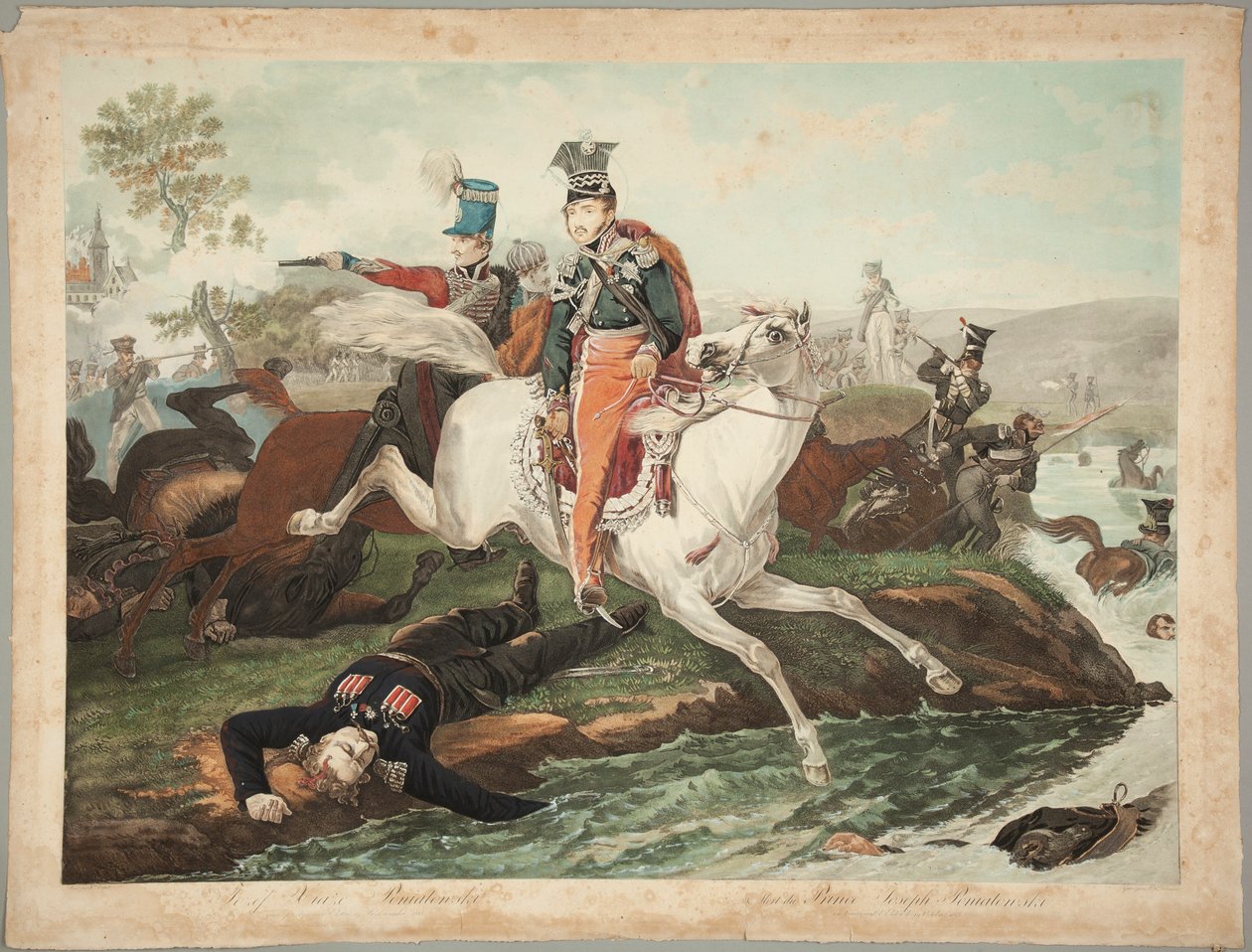Józef Poniatowski herceg az Elster folyón való átkelés közben hal meg 1813. október 19-én alkotó: Philibert-Louis Debucourt
