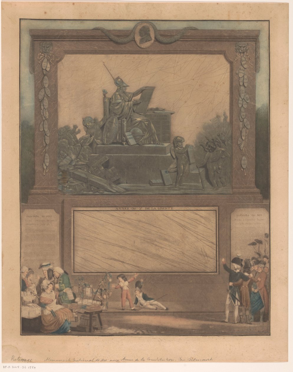 Franse Grondwet van 1791-es allegóriája Az alkotmány barátainak szentelt nemzeti almanach alkotó: Philibert Louis Debucourt